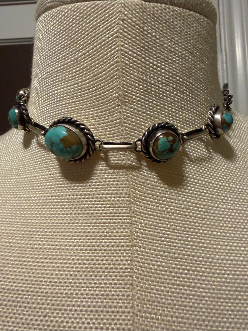 Agustin Largo Choker turquoise Necklace. Signed A.L